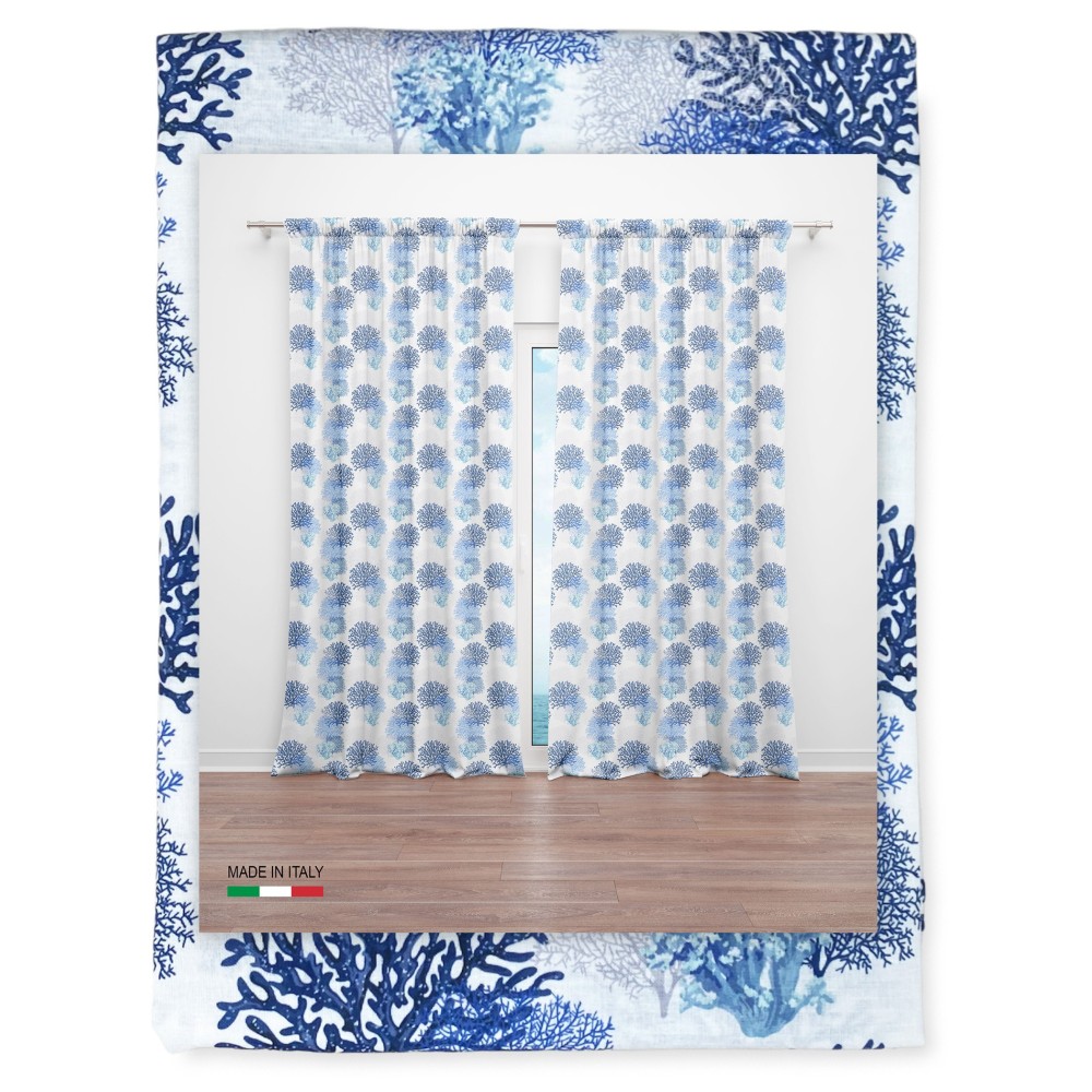 Tent with corals on blue and blue sea subjects Tent with corals on blue and blue sea subjects