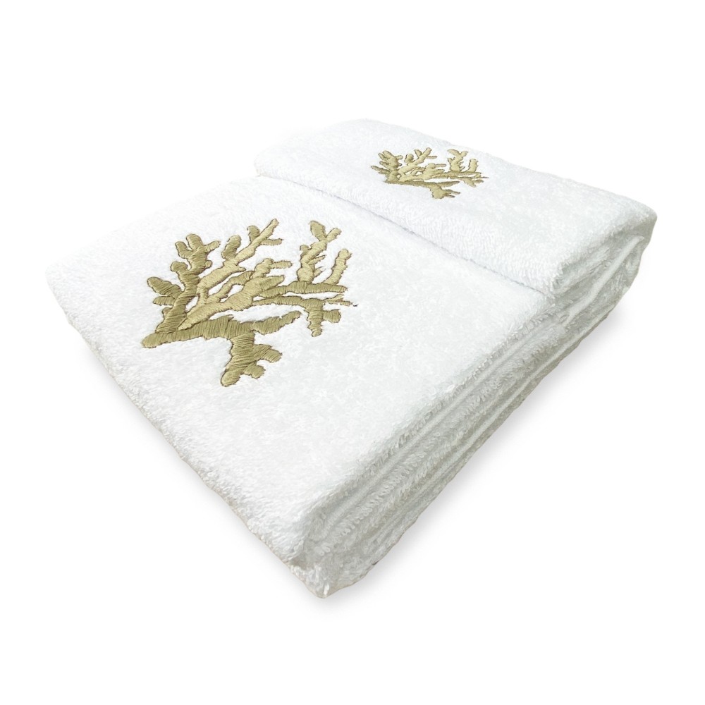 SET asciugamani CORALLO BEIGE puro cotone Made in Italy