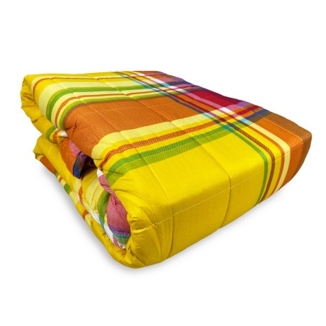 couvre-lit matelassé écossais jaune