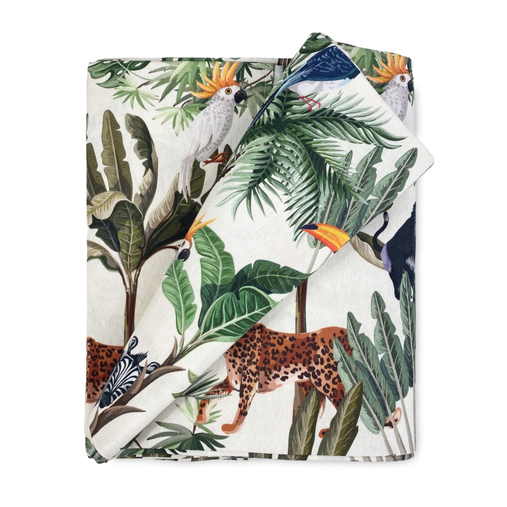 NAPPE EN COTON JUNGLE design made in Italy De Mesure Pour Une Nappe Cm.  140x180 x6 personnes