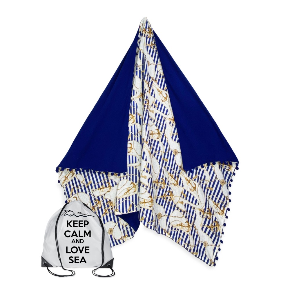 Elegant Kikoy towel with anchors on gold color Elegant Kikoy towel with anchors on gold color