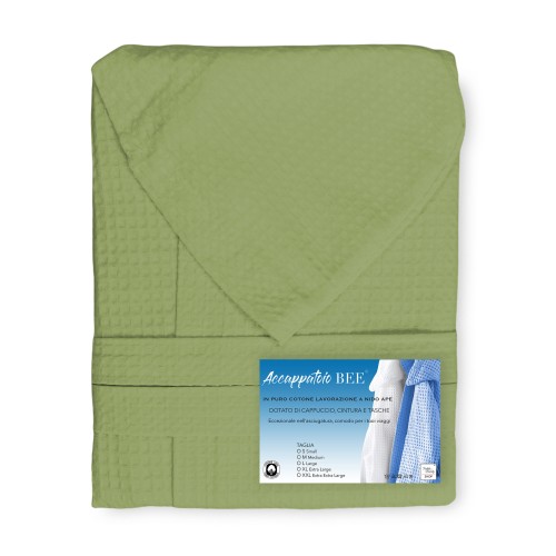 Honeycomb cotton bathrobe in green
