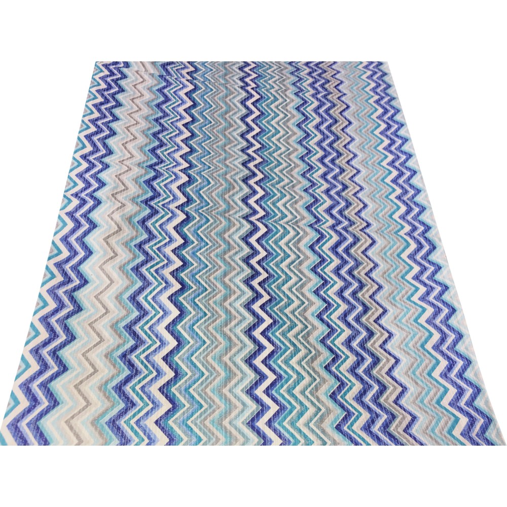 Tessuto di Cotone Zig Zag Multicolor Toni del Blu