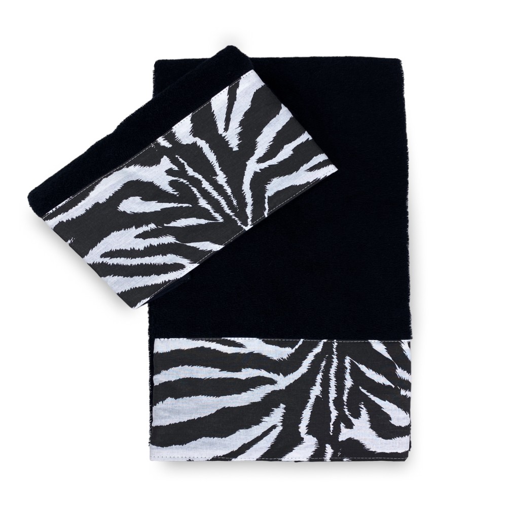 LOT DE SERVIETTES 1 1 VISAGE et ponge invit ZEBRA blanc NOIR