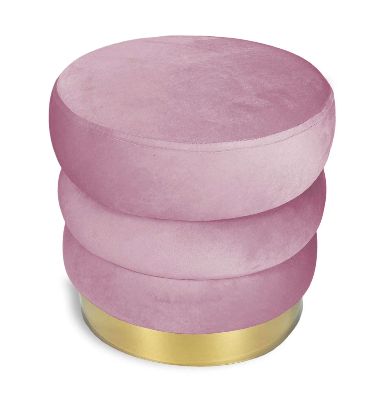 POUF Poggiapiedi Cilindro VELVET Trapuntato in Velluto Unito Rosa