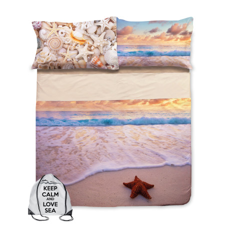 lenzuolo con funzione di copriletto spiaggia onda e mare