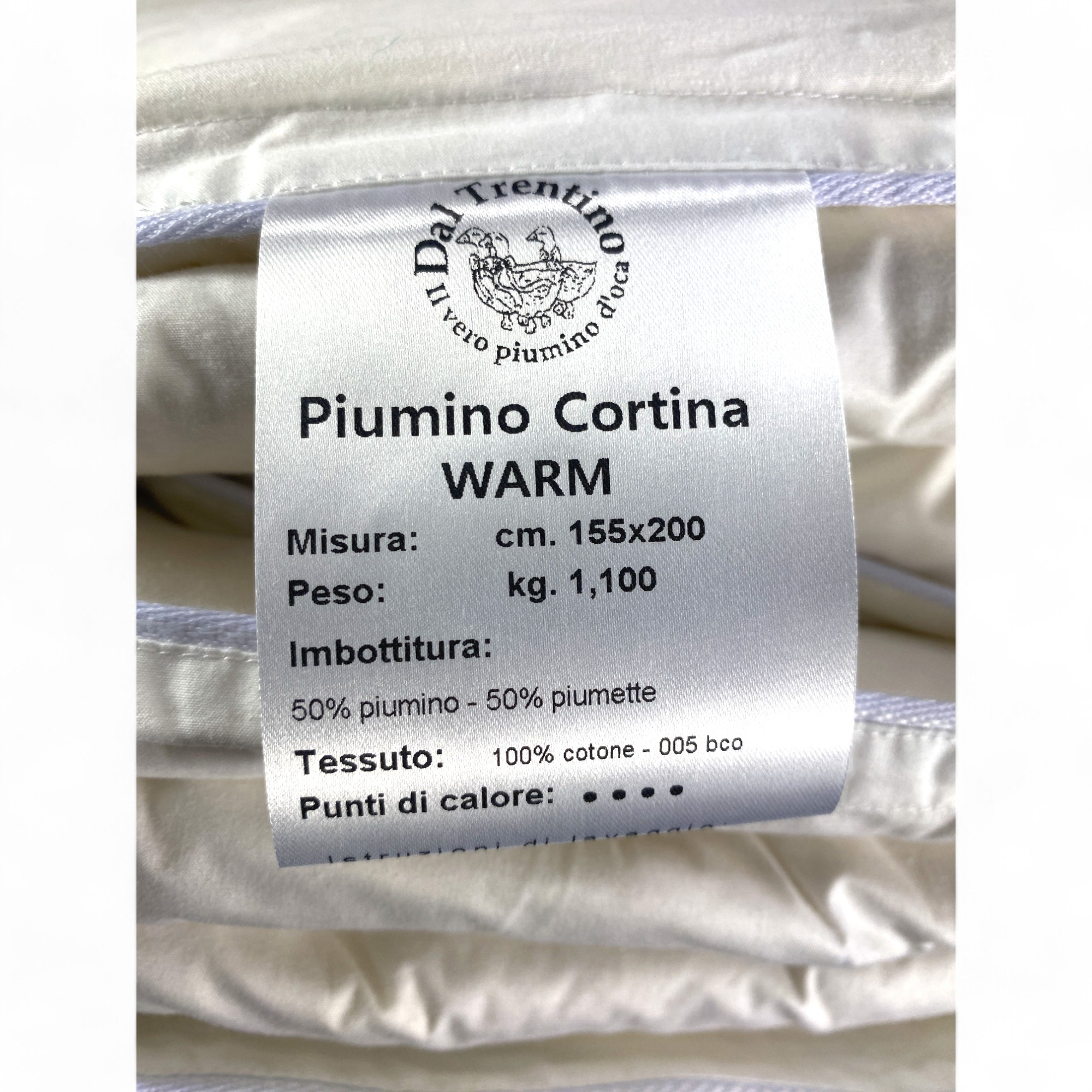 Piumino d Oca Trentino Piumone Invernale 100 Naturale 3 Misure Disponibili Certificato OEKO TEX Misura Cm. 200x200