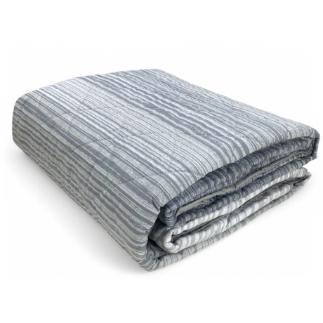 Edredón Kot Stripe Gris - Colcha Acolchada Primavera Verano - 100% Algodón - Made in Italy