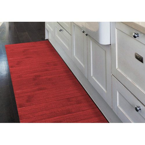 Tapis de cuisine en bambou rouge massif 50x100 cm, durable et facile à nettoyer