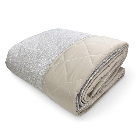 Couvre-lit matelassé beige garçon – Design à micro-pois en beige et gris, raffiné et moderne