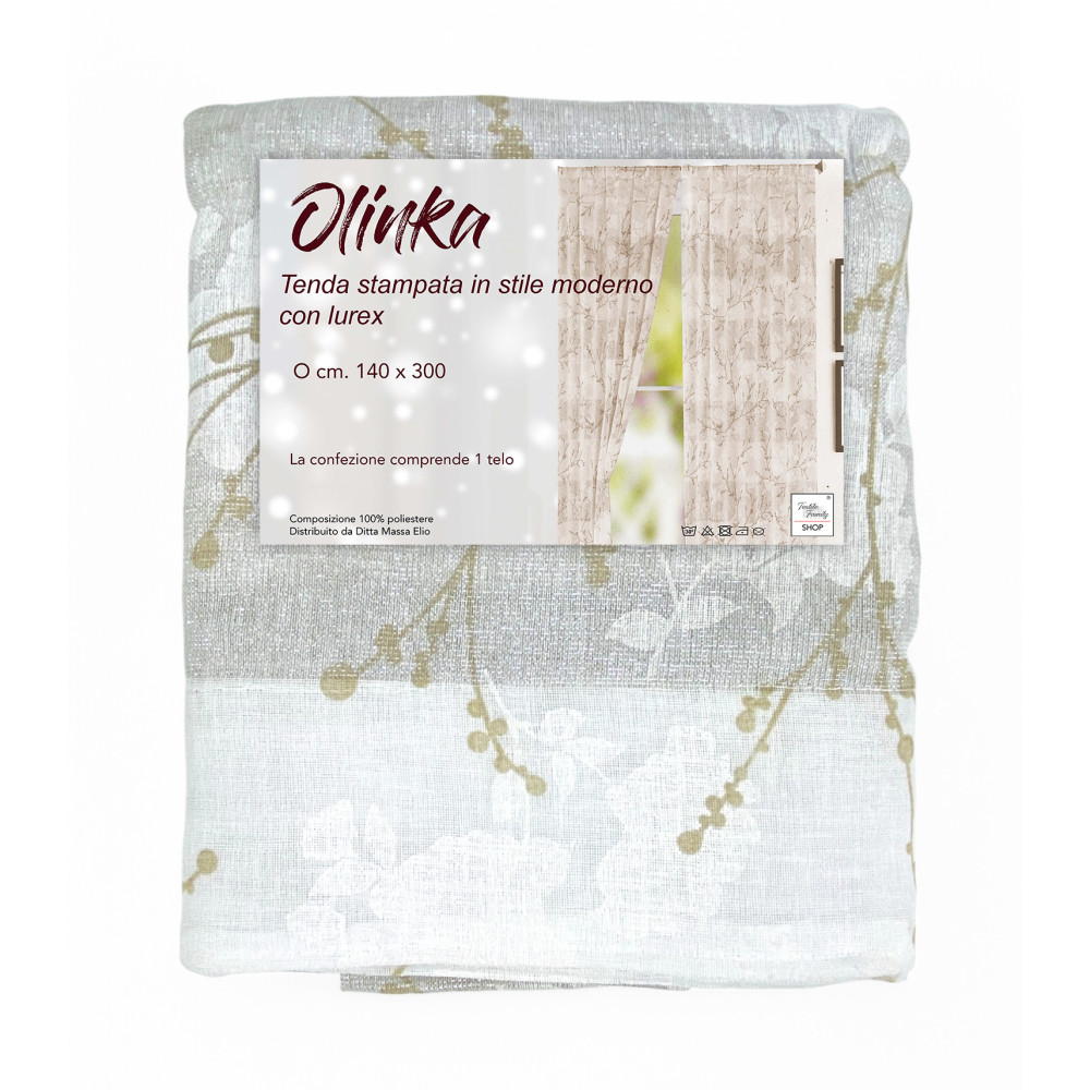 Olinka Rideau 140x300 cm avec fleurs et lurex - disponible en beige et gris Olinka Rideau 140x300 cm avec fleurs et lurex - disponible en beige et gris