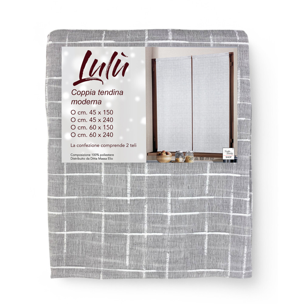 Pair of Lulù Grey curtain 45x150 cm - Geometric embroidered fabric ideal for windows Pair of Lulù Grey curtain 45x150 cm - Geometric embroidered fabric ideal for windows
