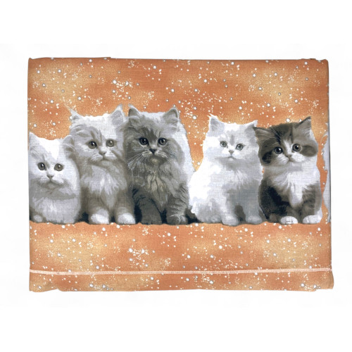 Bed set with sweet kittens on salmon background - Pillowcase and fabric detail