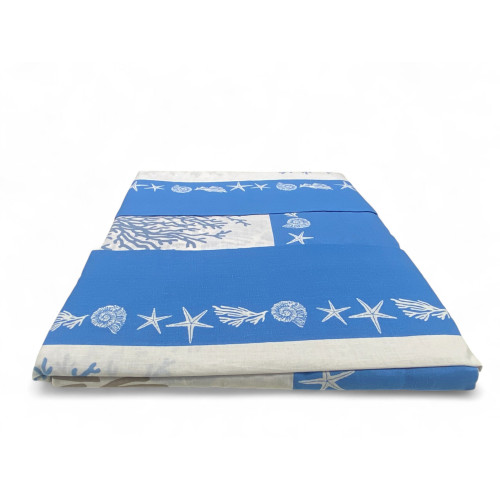 Sheet set with blue coral print - bottom sheet with elasticated corners