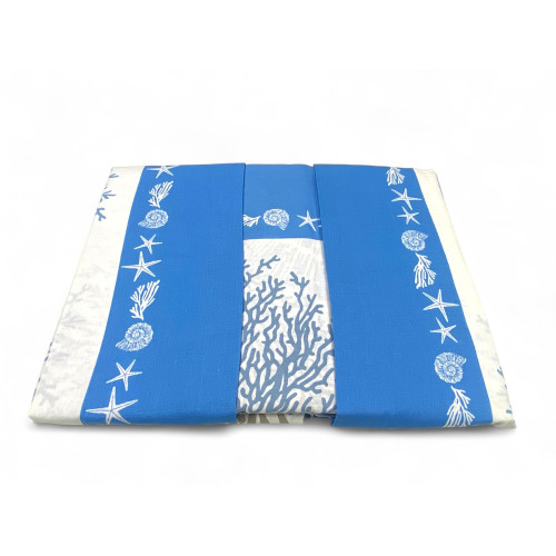 Blue navy pattern detail on cotton - double sheet