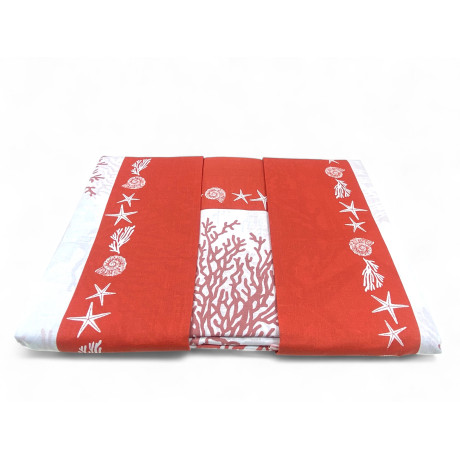 Ensemble de draps de lit double MAXI avec motif corail rouge - 100 % coton
