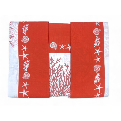 Bottom sheet with elasticated corners - red coral pattern