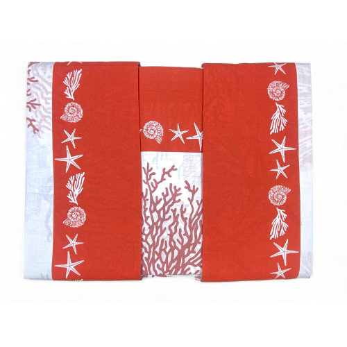 Unteres Laken mit elastischen Ecken - rotes Korallenmuster