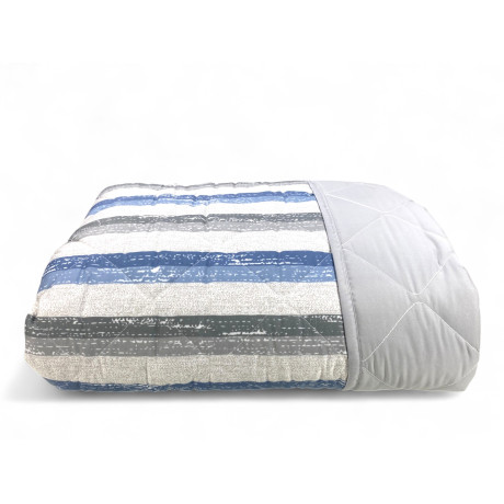 Edredón de rayas azules para cama doble - colcha de microfibra de entretiempo