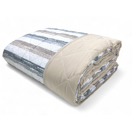 Trapuntino rigato beige per letto matrimoniale - copriletto mezza stagione in microfibra