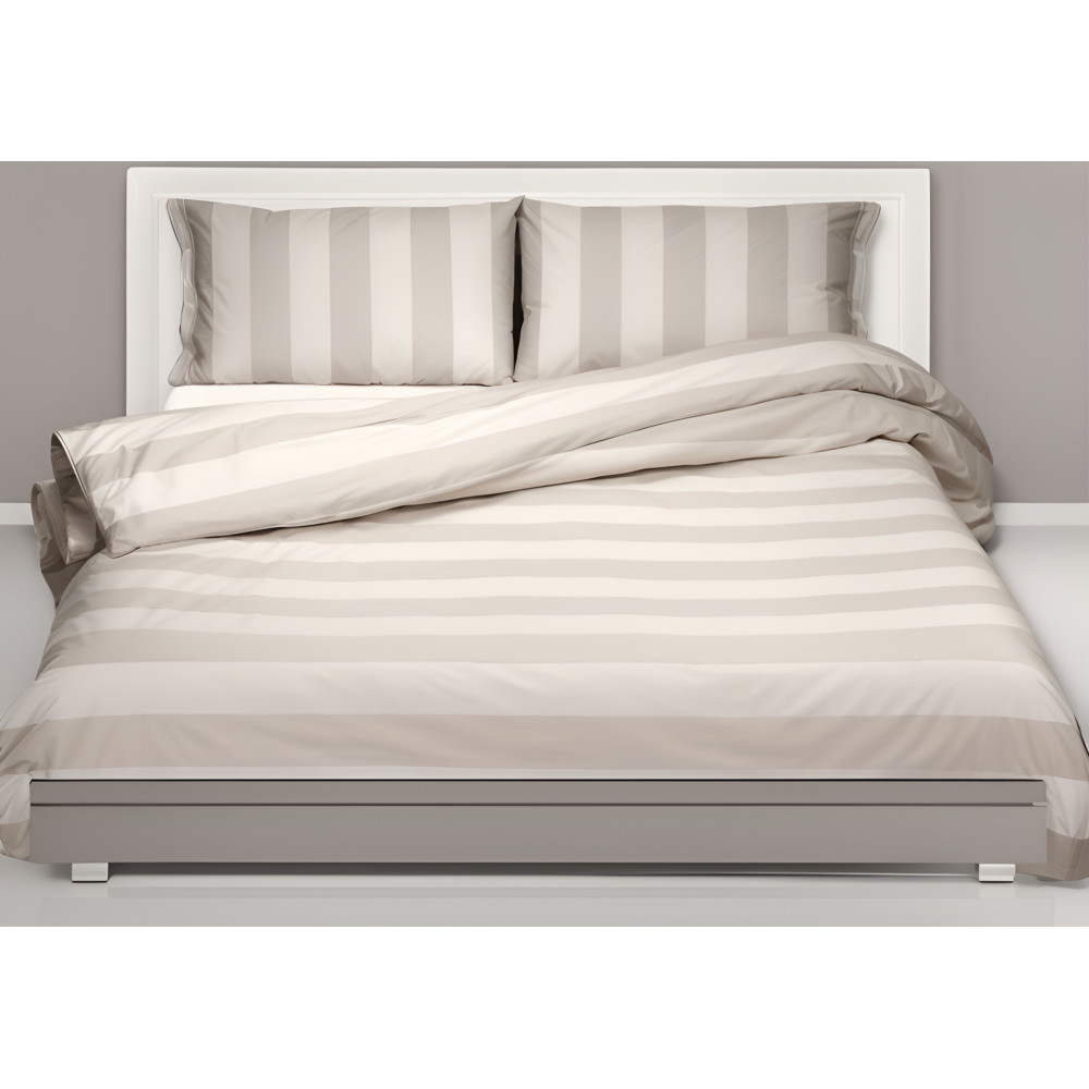 Taupe cream striped duvet cover - Elegant striped design - 100% cotton Made in Italy Taupe cream striped duvet cover - Elegant striped design - 100% cotton Made in Italy
