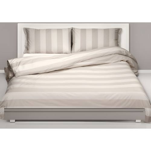 Taupe cream striped duvet cover - Elegant striped design - 100% cotton Made in Italy