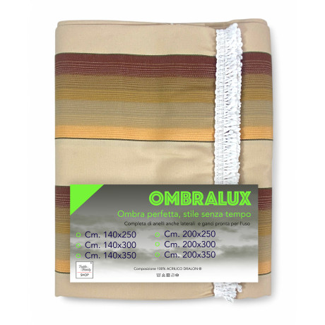 Dralon awning striped on brown