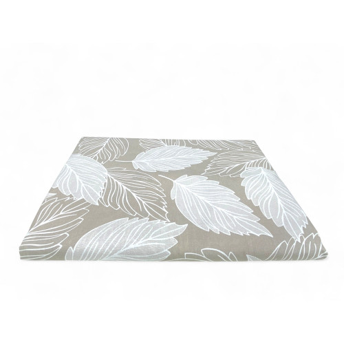 Détail en tissu de coton beige avec motif de feuille sur la housse