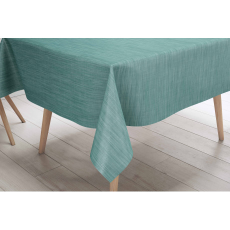 LIMA Acqua Marina tablecloth – Front view on the table – Plastic-coated oilcloth