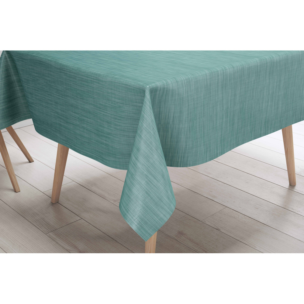 LIMA Acqua Marina tablecloth – Front view on the table – Plastic-coated oilcloth LIMA Acqua Marina tablecloth – Front view on the table – Plastic-coated oilcloth