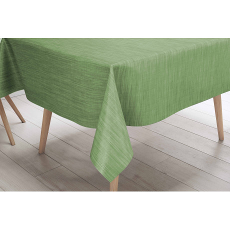 Nappe LIMA Vert Clair – Vue set dans la cuisine – Toile cirée effet lin