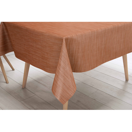 LIMA Orange tablecloth – View set in the kitchen – Linen effect oilcloth