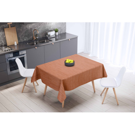 Tovaglia effetto lino arancio – Texture intrecciata in primo piano