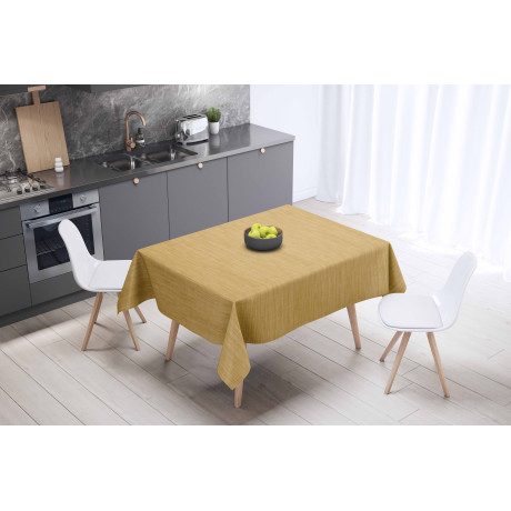 LIMA Nappe jaune – S’installe dans la cuisine moderne – Effet lin PVC