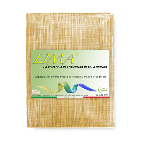 LIMA Nappe jaune – S’installe dans la cuisine moderne – Effet lin PVC