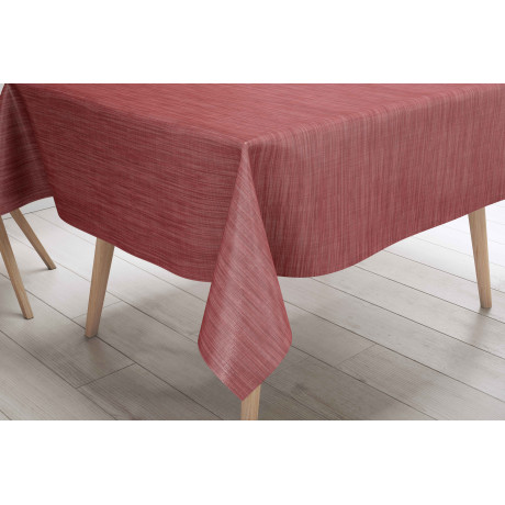 LIMA Red Tablecloth – View set in modern kitchen – PVC linen effect