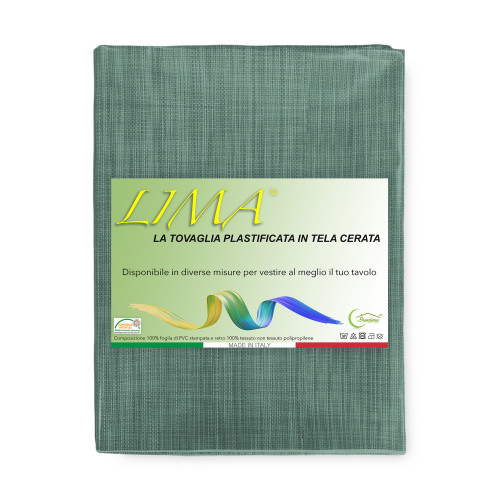 LIMA Dark Green tablecloth packaging – Made in Italy, plasticized, washable