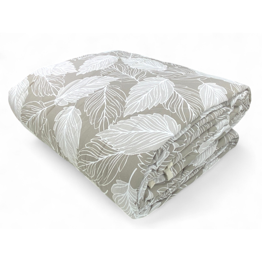 Beige Leaf Quilt - Couvre-lit léger en microfibre matelassé de mi-saison - Fabriqué en Italie Beige Leaf Quilt - Couvre-lit léger en microfibre matelassé de mi-saison - Fabriqué en Italie