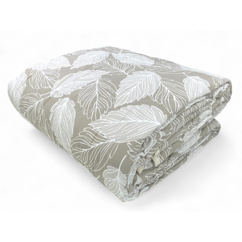 Beige Leaf Quilt - Lightweight mid-season quilted microfiber bedspread - Made in Italy