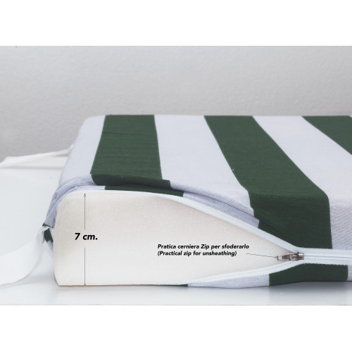 Almohada viscoelástica 40x60x7 cm con funda blanca/verde combinada con el topper