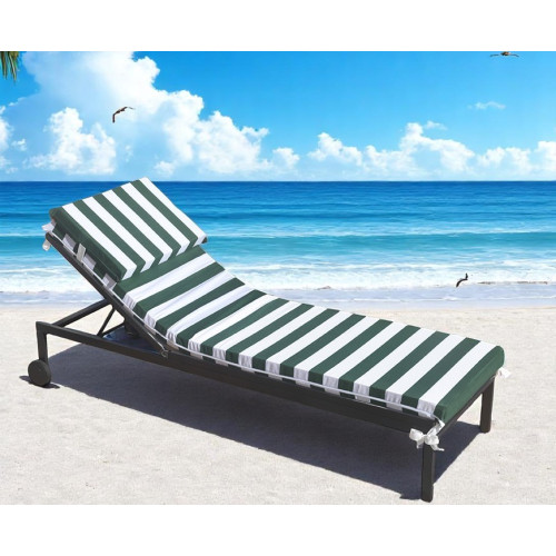White and green striped pool bed mattress with ergonomic cushion included