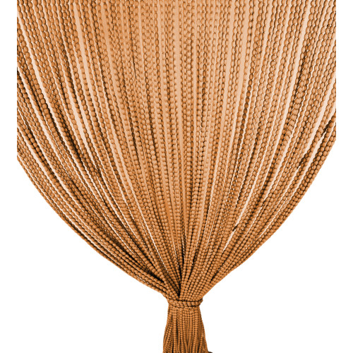 Tenda Mariel a perline colore ruggine con anelli scorrevoli su barra in PVC