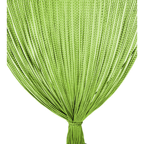 Tenda Mariel a perline verde raccolta al centro, elegante e decorativa