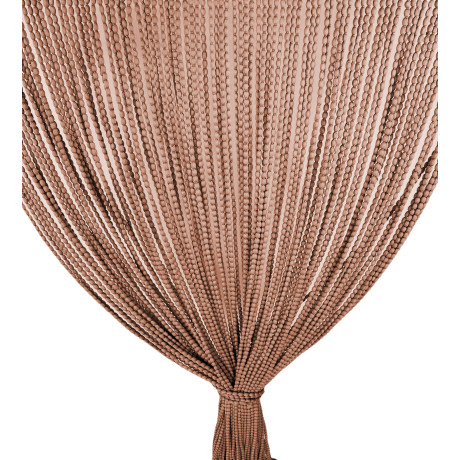 Brown Mariel curtain gathered in the center, decorative front view