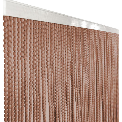 Side view of brown Mariel curtain mounted on wall