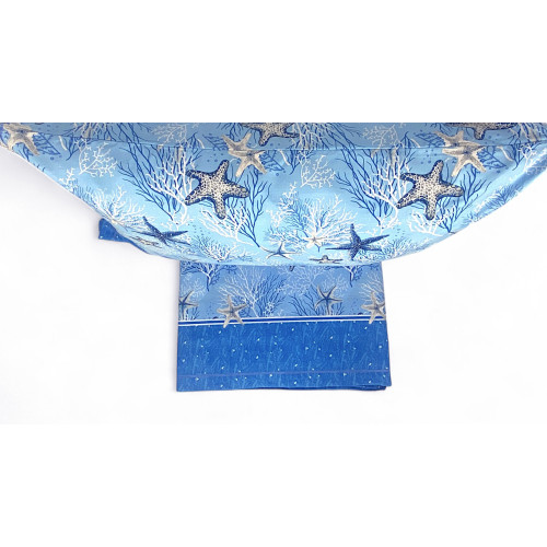 Sheet with blue and sand marine pattern – illustrated style