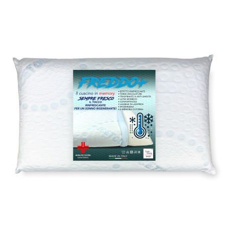 Cuscino FREDDO+ Memory Foam Ice-Touch vista frontale con fodera rinfrescante