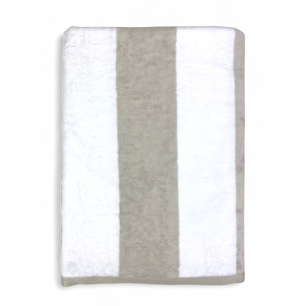 Forte dei Marmi serviette de plage en jacquard à rayures beige gris tourterelle 90x165 cm en coton éponge Forte dei Marmi serviette de plage en jacquard à rayures beige gris tourterelle 90x165 cm en coton éponge