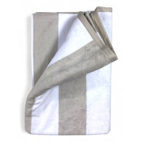 Forte dei Marmi serviette de plage en jacquard à rayures beige gris tourterelle 90x165 cm en coton éponge