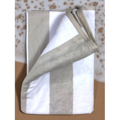 Telo mare jacquard Forte dei Marmi righe beige tortora 90x165 cm in spugna cotone
